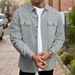 Autumn Men's Solid Color New Waffle Double Pocket Cardigan Button Long Sleeve Casual Shirt_viptrois.com