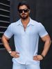 Men's Clothing Spring And Summer Short Sleeved Versatile Shirt Texture Casual Shirt_viptrois.com