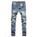Loom Loom Cross-Border New Style Foreign Trade Fashion Trendy Distressed Retro Straight Slim Fit Button Men's European And_viptrois.com