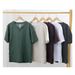Men's Clothing Retro V Neck Short Sleeved T Shirt Casual Loose Linen Bottoming Shirt_viptrois.com