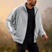 Men's Zip-Up Fleece Hoodie – Oversized Long Sleeve Pullover With Stand Collar (S-XXXL, Polyester Blend, Streetwear Essential, Spring Casual Wear)_viptrois.com