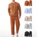 Men's Thermal Base Layer Set – Jacquard Knit Sweatshirt & Pants For Outdoor & Lounge (Black/Grey/Khaki/Light Blue/Orange, S-XXL)_viptrois.com