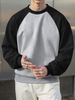 Men's Fleece-Lined Sweatshirt – Oversized Raglan Sleeve Contrast Sportswear Men's Clothing_viptrois.com