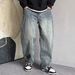 Men's Clothing Jeans For Men High Street Fashion Brand Washed Distressed Scimitar Pants Versatile Loose Straight Casual Trousers For Men_viptrois.com