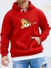 Men's Autumn And Winter Casual Fashionable Loose Hooded Sweatshirt With Bear Zipper Cartoon Pattern Printed Warm Long Sleeved Pullover_viptrois.com