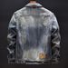 Men's Clothing Vintage Men's Denim Jacket – Retro Loose Fit Biker Style Coat, Light Blue, Comfortable Cotton Blend (Sizes M-4XL)_viptrois.com