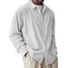 Men's Cross-border European Corduroy Shirt Loose Trend Long Sleeve Solid Color Lapel Simple Casual_viptrois.com