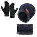 Men's knit hat three-piece plus pile hat Women's scarf Touch screen gloves Winter warm suit_viptrois.com