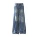 Men's Clothing New Retro Washed Sprayed Monkey Flared Jeans Men And Women Loose Straight Pants_viptrois.com