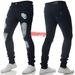 Men's Clothing New Denim Men's Pants Hole Trend Black Slim High Waist Jeans For Men_viptrois.com
