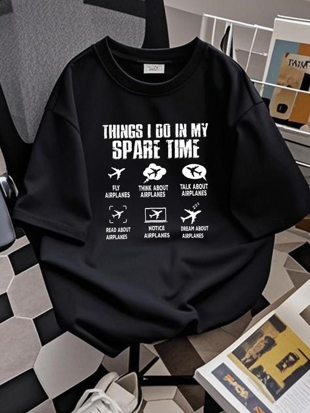 BEST TO BUY Pilot Things I Do In My Spare Time Funny Airplane Pilot Gift T-Shirt Top For Everyday Wear Graphic Casual Unisex Comfortable Stretched_viptrois.com