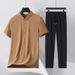 Men's Clothing Ice Silk Suit For Middle Aged And Elderly Men Business Casual Short Sleeve Shirt And Pants Set For Formal & Casual_viptrois.com