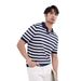 Men's Clothing Retro Color Matching Lapel Polo Sweater Top Men's Summer Striped Short Sleeved Paul T Shirt_viptrois.com