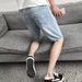 Men's Summer Thin Ripped Denim Shorts Loose Straight Leg Five Point Pants Trendy mid Length New Style_viptrois.com