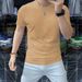 One Piece From The Source Factory, European Spot Trendy Version Mercerized Cotton Summer Wear Men's Short-sleeved T-shirt Slim Solid Color Men's_viptrois.com