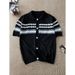 Men's Clothing Men's Black Fair Isle Short Sleeved Knit Sweater Summer Relaxed Style Outerwear Old Fashioned Breathable Cardigan Half Sleeve_viptrois.com