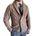 2026 European-USA Style Fashion Cardigan Men 100% Acrylic Lapel Pure Color Twisted Flower Single-Breasted Long Sleeve Straight Type Knit Sweater_viptrois.com