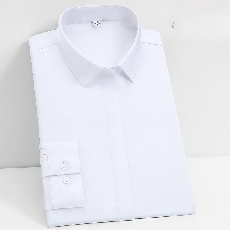 Men's Clothing Long Sleeve Bamboo Fiber Shirt - Wrinkle-Free Professional Blouse, V-Neck & Square Neck Office Wear, Comfortable Business Casual Top_viptrois.com