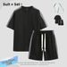 Summer Sports Set Couple Matching Men's And Women's Short Sleeve Two-Piece Set Breathable Trendy Clothing With Printable Logo_viptrois.com