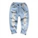 Children's Clothing Manufacturers Direct Sales 2024 Spring Boys And Girls Korean Style Versatile Personality Ripped Jeans A6705 Children's Pants_viptrois.com