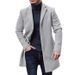 "Men's Wool-Blend Casual Coat – Lightweight Windbreaker With Classic Lapel (Black/Slate Gray/Caramel/Olive Green, M-3XL)"_viptrois.com