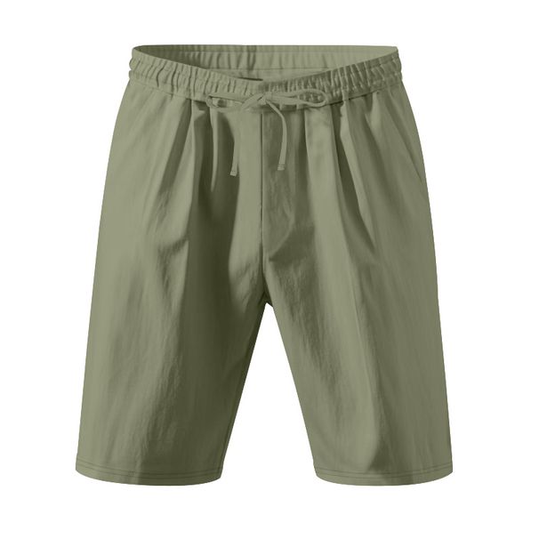 Men's Clothing Summer Casual Pants New Shorts Solid Color Light Plate Simple Linen Beach Pants_viptrois.com