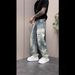 "Men's Distressed Straight Leg Jeans – Vintage Washed Blue Denim With Ripped Details, Trendy Instagram Style (Sizes M-XXXL)"_viptrois.com