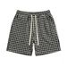 Men's Summer Lightweight Casual Shorts With All-Over Houndstooth Print, Loose Fit High Street Straight Cut 5-Panel Design_viptrois.com
