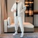 Men's Clothing Spring And Autumn Fashion Solid Color Stand Collar Windproof Outdoor a Complete Set Of Loose Large Size Casual Sports Suit_viptrois.com