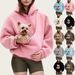 Oversized Hoodie With Pet Pocket – Cozy Alpaca Fleece Pullover With Adjustable Drawstrings (S-XXL)_viptrois.com