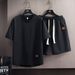 2025 Summer New Casual Sports Suit Men's Short Sleeved T-Shirt Trendy Brand Five Quarter Shorts Loose Two_viptrois.com