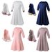 Kids’ Clothing Girls' spring and autumn long sleeved color blocked ruffled lace dress + bow headscarf two piece children's clothing set_viptrois.com