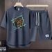 Men's Clothing 2024 Waffle Casual Summer Suit Loose Teen Short sleeved T shirt Shorts Handsome Two piece Suit_viptrois.com