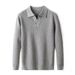 Men's Seagull Neckline Knit Sweater - 515g Heavyweight Crewneck Pullover With Scissor Collar, Stretchable & Machine Washable For Business Casual_viptrois.com