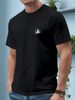 Maglietta Uomo 180g Cotone Puro Girocollo Stampa Barca A Vela Bussola Onda Marina Traspirante Confortevole Top Estivo Taglio Regolare Casual_viptrois.com
