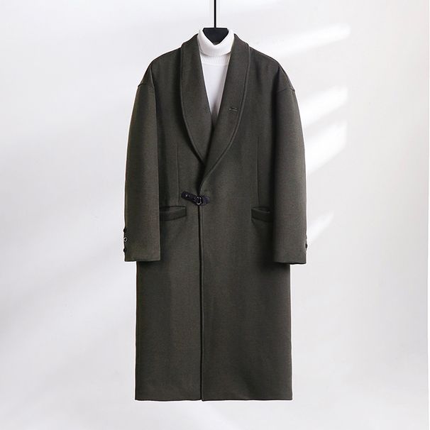 Men's Clothing New Autumn And Winter Thick Woolen Coat For Men, Extra Long, Large Size, Loose Leather Buckle, High End Design Coat For Men_viptrois.com