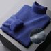 Men's Premium Velvet Turtleneck Sweater – Winter Slim Fit Knit Pullover With Lapel Collar (Camel/Dark Gray/Black/White/Blue,_viptrois.com