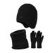 Men's knitted hat and fleece ear-protection thermal hat wool blend outdoor thickened gloves bib set_viptrois.com