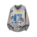 V-neck Letter Jacquard Knitted Sweater, Warm Long Sleeved Sweater, Versatile Thread Jacket_viptrois.com