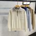 Men's Clothing Contrast Color Polo Collar Sweater Autumn And Winter Men's Half Zip Knit Sweater Loose Bf Trend Handsome Casual Tops_viptrois.com