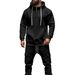 Men's Heavyweight Fleece Hoodie & Jogger Set - Winter Casual Lounge Wear, Soft Polyester Blend, Relaxed Fit (S-XXXL, Black/Grey/Navy/Red_viptrois.com
