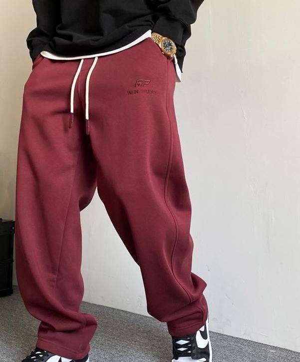 Men's Clothing "Bordeaux Monarch Sweatpants – Plus-Size Lounge Kings With Street Cred"_viptrois.com