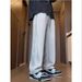 Men's Relaxed Fit Stripe Pants – Straight-Leg Drop Cuff Design For Casual & Street Style (White Grey/Grey/Black) – Polyester Wrinkle-Free Comfort_viptrois.com