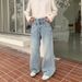 Men's Clothing Personality Double Waist Washed Jeans Men's Loose Versatile High Street Casual Trousers_viptrois.com