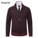 Loom Autumn Winter New Knitted Stand Collar Slim Fit Sweater Men's Zipper Cardigan Jacket_viptrois.com