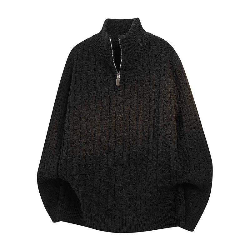 Turtleneck Men Autumn Winter Solid Color Pullover Men's Casual Knitted Sweater Youth Long Sleeve Warm Hoodie_viptrois.com