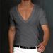 Summer Men's V-Neck Solid Color Slim Fit Thin Casual T-Shirt Short Sleeve Top_viptrois.com