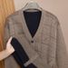 Men’s Fleece-Lined Knit Cardigan – Warm Winter Coat For Middle-Aged & Elderly (Light Gray/Dark Gray/Khaki/Blue, L-3XL)_viptrois.com