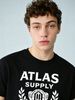 Men's 100% Cotton ATLAS SUPPLY Laurel Badge Graphic Tee, Summer Casual Round Neck Regular Fit Vintage Streetwear Short Sleeve T-shirt_viptrois.com