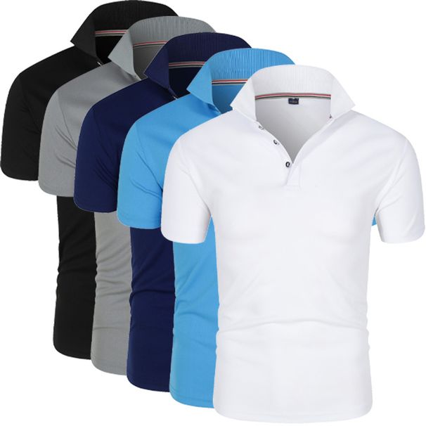 2024 New five Piece High end Polo Shirt Short sleeved Men's Top Summer Fashion Business Casual Breathable T-shirt_viptrois.com
